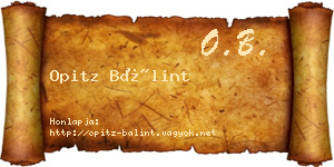 Opitz Bálint névjegykártya
