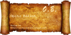 Opitz Bálint névjegykártya